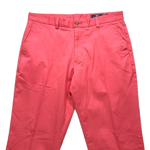 Vineyard Vines Breaker Chino Pants 34x32 Pink Cotton Stretch Flat Front Trousers - Picture 4 of 7